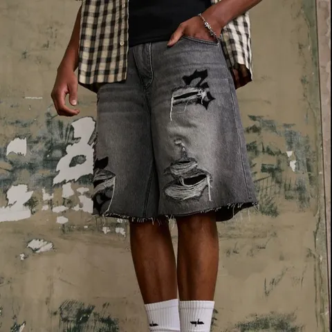 Ανδρικά Casual Denim Shorts High Street Vintage Φθαρμένα Σχισμένα Loose Fit Πεντάποντα Παντελόνια Καλοκαιρινή Μόδα Ανδρικά Ρούχα