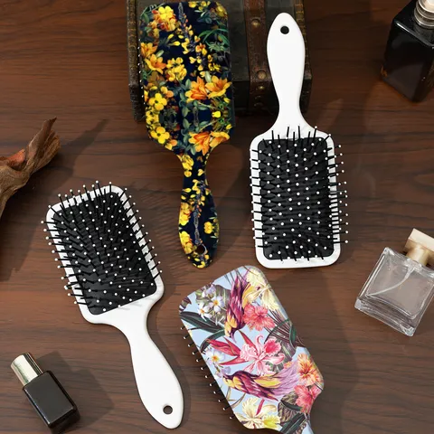Brosse à Cheveux Coussin d'Air Florale Vintage Peigne de Massage Antistatique Démêlant Cheveux Mouillés et Secs pour Usage Quotidien