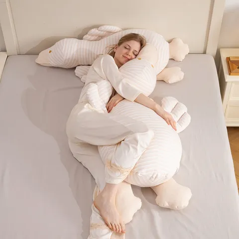 Lindo Juguete De Peluche De Pato De Dibujos Animados A Rayas Almohada De Dormir Larga Suave Animal De Peluche Almohada Corporal Cojín Decorativo Regalo De Cumpleaños