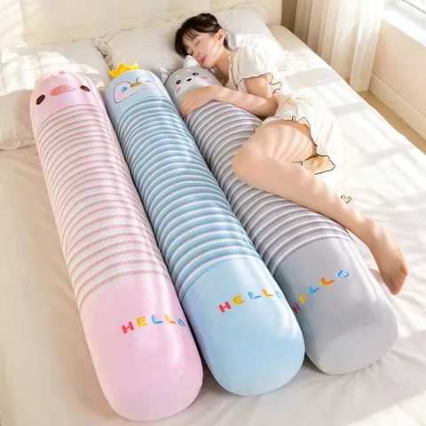 Cartoon Long Body Pillow Cute Animal Sleeping Pillow Soft Polyester Ice Silk Side Sleeper Pillow For Bed Home