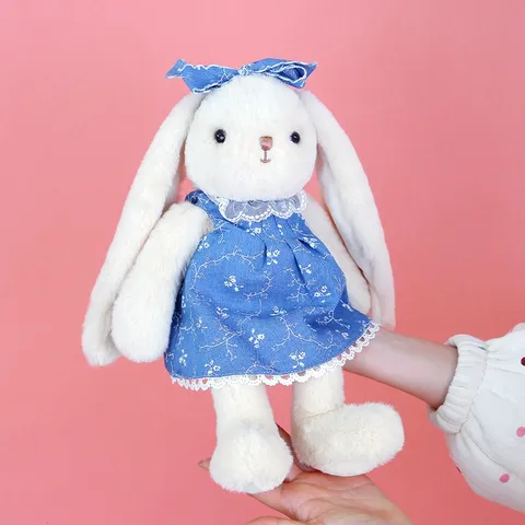 Easter Long Ear Bunny Plush Toy Cute Stuffed Animal Doll With Removable Dress Soft Cuddle Toy Gift For Kids Girls