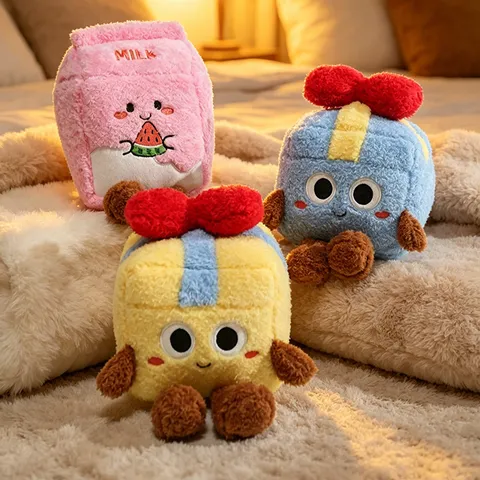 Simpatico Cartone Animato Scatola di Latte Scatola Regalo Giocattolo di Peluche Morbido Peluche Animato Bambola Cuscino Decorazione per la Casa
