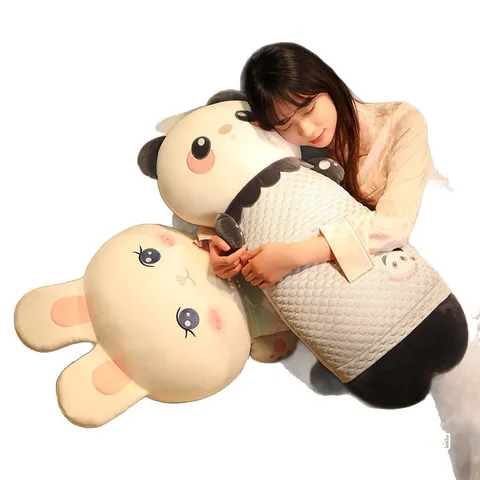 Cute Ice Silk Animal Long Strip Pillow Plush Toy Soft Stuffed Sleeping Doll For Bed And Sofa Home Decor