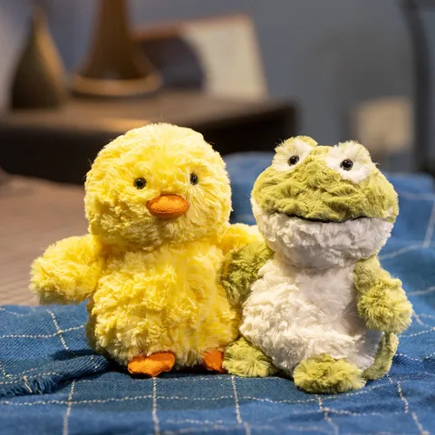 Cute Yellow Duck Green Frog Plush Toy Stuffed Animal Soft Doll Desktop Companion Gift