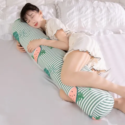 Cuscino Cilindrico Lungo in Seta di Ghiaccio Raffreddamento Estivo Carino Stampa Frutta Animale Letto Gamba Bloccaggio Sonno Laterale Cuscino per il Corpo Biancheria da Letto