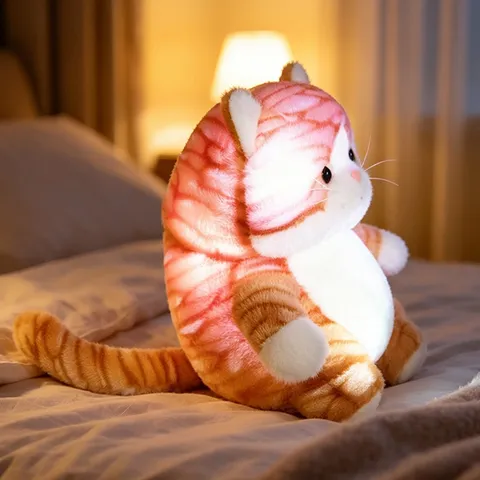 Cute Luminous Cat Plush Toy Stuffed Animal Pillow Soft Orange Tabby Cat Doll LED Glowing Night Light Gift
