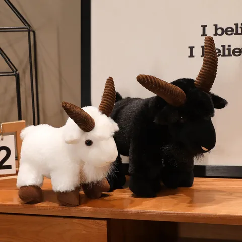 Giocattolo Di Peluche Pecora Con Grandi Corna Bambola Di Peluche Carina E Morbida Ciondolo Appeso Regalo Di Compleanno Per Bambini