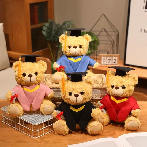Graduation Teddy Bear Stuffed Animal Plush Toy With Doctor Hat Academic Dress Student Commemorative Doll Gift