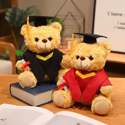 Graduation Teddy Bear Stuffed Animal Plush Toy With Doctor Hat Academic Dress Student Commemorative Doll Gift