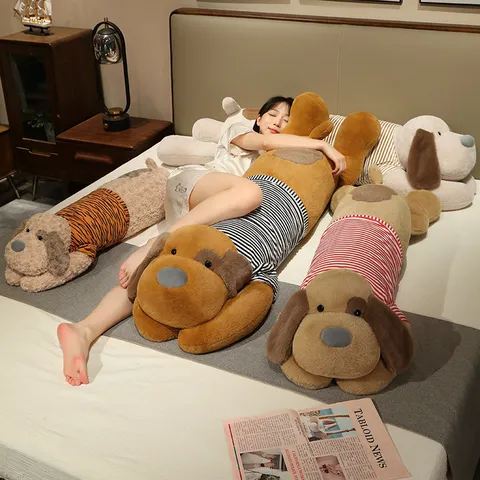 Dressed Dog Long Body Polyester Plush Pillow Cute Stuffed Animal Toy Soft Sleeping Leg Pillow Bedside Sofa Cushion