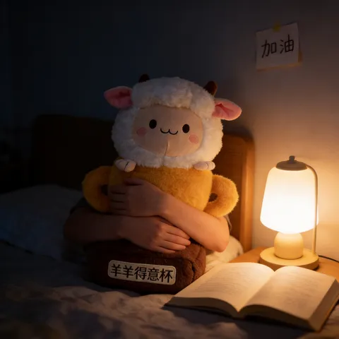 Creative Sheep Trophy Plush Toy Stuffed Animal Doll Soft Throw Pillow Cute Companion Gift For Kids Room Decor