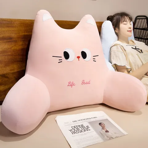 Carino Cuscino Lombare in Seta di Ghiaccio Gatto Cartoon Supporto per Vita Ufficio Divano Letto Morbido Cuscino Decorazione Casa