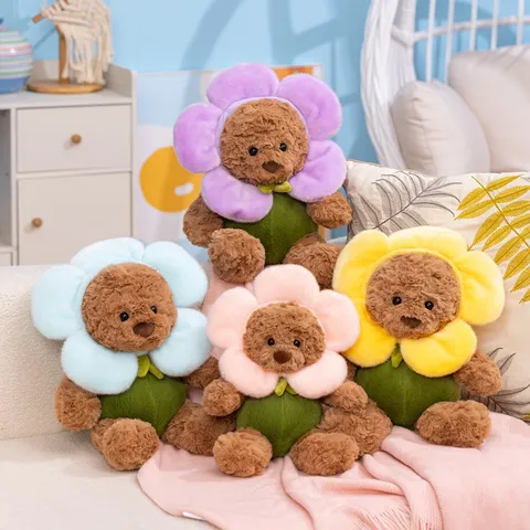 Carino Orso Floreale Giocattolo di Peluche Orsacchiotto Morbido Cuscino Bambola Regalo
