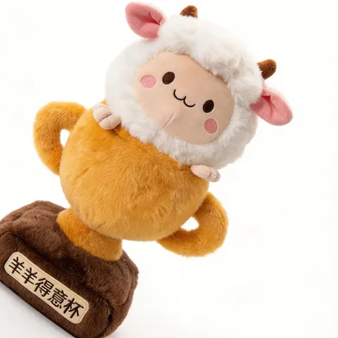 Creative Sheep Trophy Plush Toy Stuffed Animal Doll Soft Throw Pillow Cute Companion Gift For Kids Room Decor