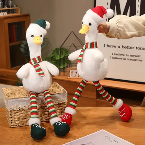 Grazioso Peluche di Anatra a Gambe Lunghe Giocattolo Bambola di Peluche Animale Con Occhiali Decorazione per Feste di Vacanza Grazioso Giocattolo Morbido Regalo Per Bambini Ragazze