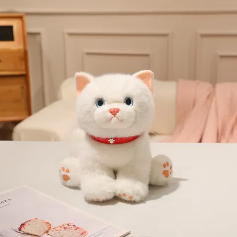 Simpatico Gatto di Simulazione Giocattolo di Peluche Animale di Peluche Morbido Bambola Gattino Cuscino Letto Regalo di Compleanno