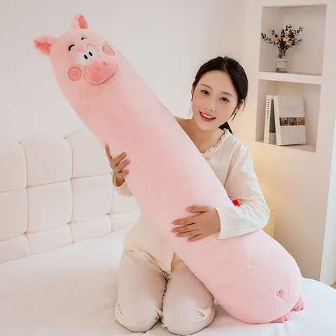 Leuke Cartoon Varken Lange Pluche Kussen Zacht Gevuld Dier Lichaam Kussen Bed Sofa Kussen Slaap Been Kussen Voor Vrouwen Meisjes