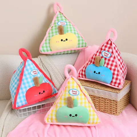 Oreiller Coussin Triangle Fruit Dessin Animé Mignon Couette Double Usage En Peluche Bureau Sieste Couette Avec Anneau Polyester Décoration