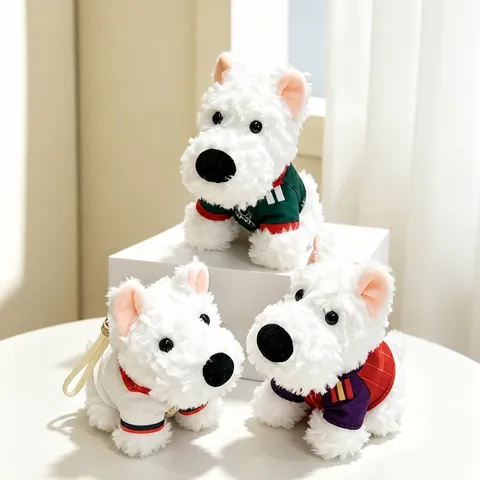 Carino West Highland White Terrier Cucciolo Peluche Portachiavi Animale Impagliato Cartoon Cane Bambola Auto Borsa Ciondolo Regalo