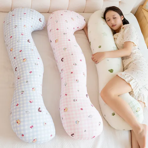 Almohada de Cuerpo de Embarazo de Cuadros de Dibujos Animados Cojín Largo y Cómodo de Apoyo de Maternidad para Dormitorio