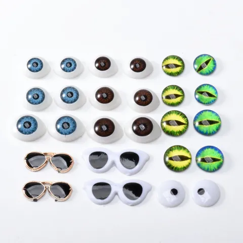 DIY Yeux de Poupée Résine Plastique Globe Oculaire Patchs Lunettes Miniatures Accessoires d'Artisanat Pour Fabrication de Jouets Fait Main