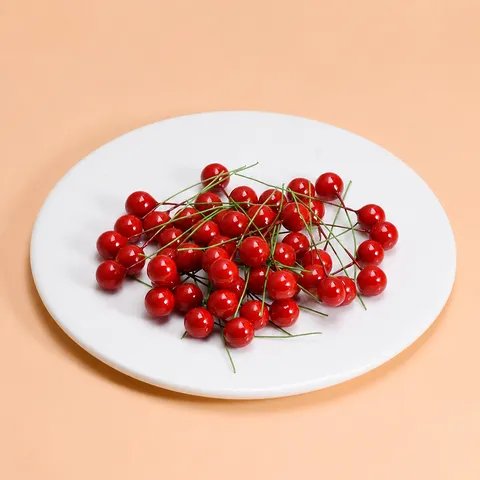 Fausses Baies Rouges Baies de Noël Tiges Vertes Accessoires d'Artisanat DIY Faux Fruit Fournitures de Décoration Florale Faites Main