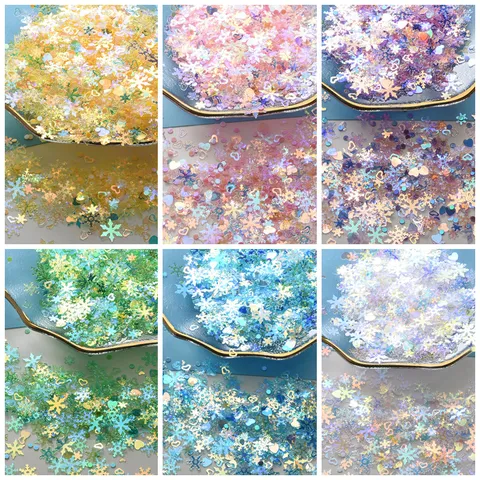 Paillettes de Flocons de Neige de Série de Noël Mélangées Paillettes PVC Pour Nail Art Artisanat DIY Remplissage De Résine