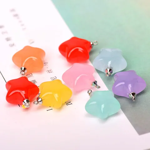 Pendentif Étoile en Résine Pentagramme Coloré Charms Étoile pour Sac Porte-clés DIY Fabrication de Bijoux Accessoires d'Artisanat