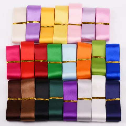 Ruban Satin Double Face Uni en Tissu Polyester Rouleau pour Bricolage Emballage Cadeau Décoration de Fête de Mariage