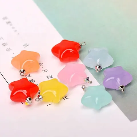 Pendentif Étoile en Résine Pentagramme Coloré Charms Étoile pour Sac Porte-clés DIY Fabrication de Bijoux Accessoires d'Artisanat