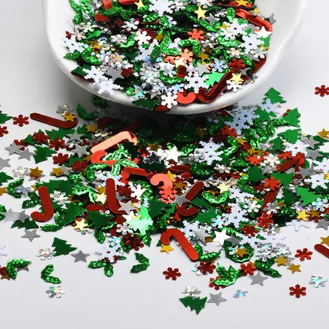 Christmas Snowflake Sequins Mixed DIY Craft Glitter Appliques PVC Loose Sequins For Clothing Headwear Holiday Decoration