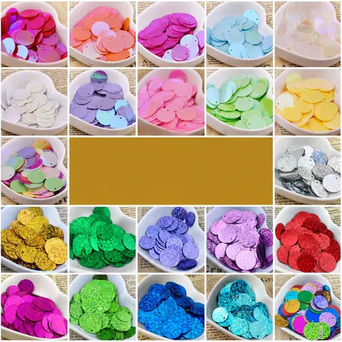 Paillettes Libres en PVC Laser Rondes Pour Décoration de Vêtements Accessoires d'Artisanat Fait Main DIY Multicolore
