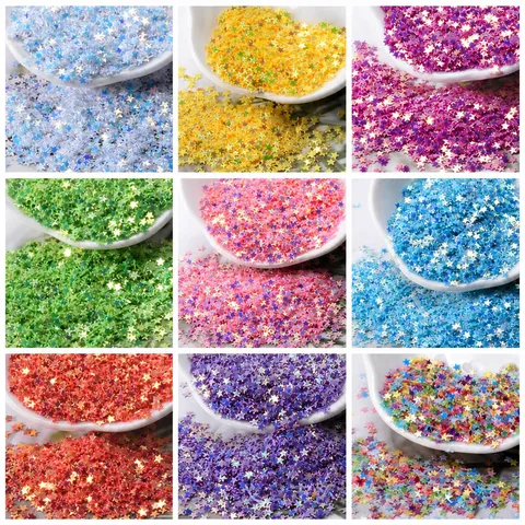 Paillettes D'Étoiles Colorées Et Flocons De Brillant Pour Nail Art DIY Remplissage De Résine Décoration D'Artisanat Étoiles À Cinq Pointes