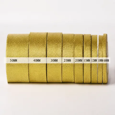 Gold Silber Metallisch Glitzer Band Polyester Stoff Funkelnd Handwerk Band Für Kuchen Geschenkverpackung Hochzeit Party Dekor