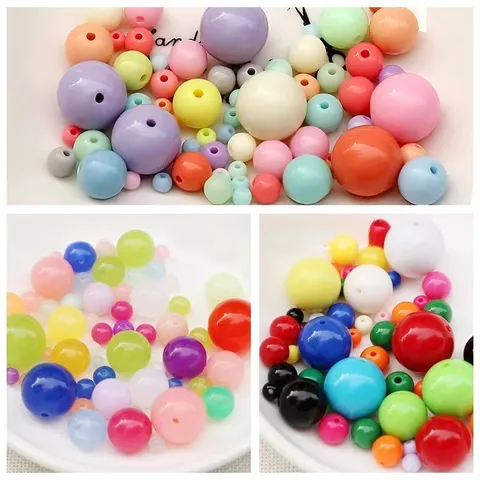 Perles Vrac en Acrylique Coloré Rond Macaron Jelly Perles Solides Pour Fabrication de Bijoux DIY Bracelet Collier Fournitures Artisanales