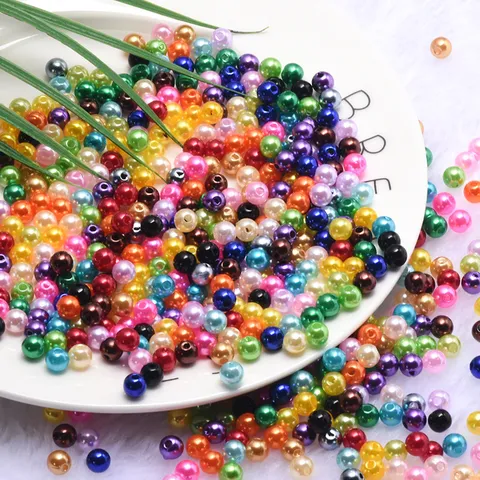 Perles en Vrac en Imitation Perle Acrylique Colorée Perles Entretoises Rondes Pour Fabrication de Bijoux Faits Main DIY Artisanat