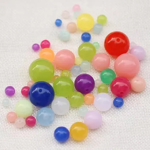 Perles Vrac en Acrylique Coloré Rond Macaron Jelly Perles Solides Pour Fabrication de Bijoux DIY Bracelet Collier Fournitures Artisanales