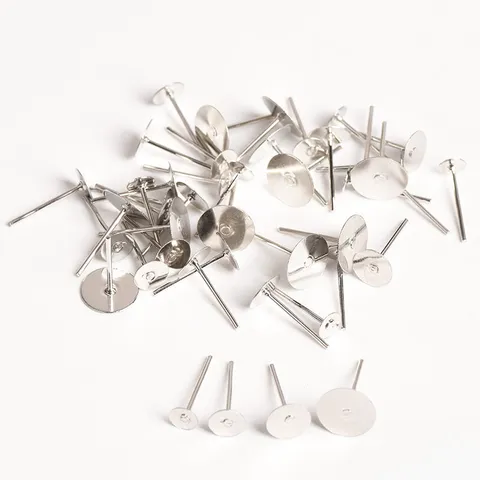 DIY Platte Pad Oorsteker Onderdelen IJzer Nikkel Kleur Platte Schaal Oorbel Materiaal Voor Handgemaakte Sieraden Maken