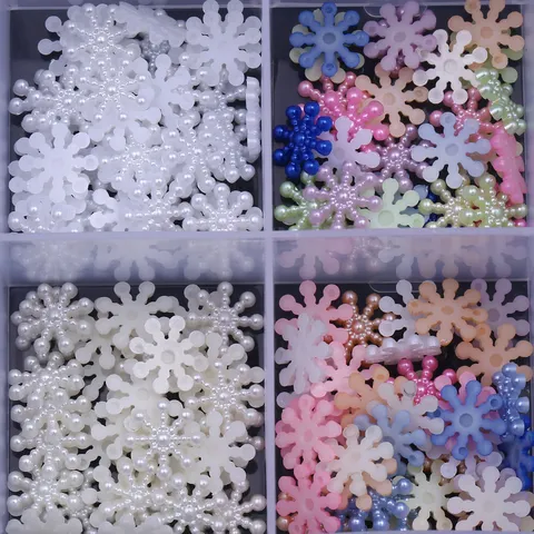 Patchs de Perles Artificielles ABS Fleur à Cinq Pétales Nœud Flocon de Neige Étoile Colorés Accessoires d'Artisanat de Coque de Téléphone DIY