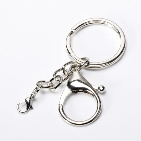 Kit de Quincaillerie de Porte-Clés en Métal Mousqueton Anneaux Sautés Chaîne Accessoires d'Artisanat DIY Trouvailles en Métal Doré Argenté pour Bijoux