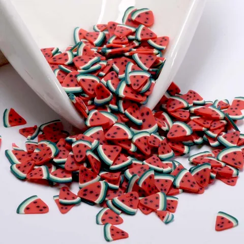Rodajas de Fruta de Arcilla Polimérica Colorida Pegatinas de Uñas DIY Joyería Hecha a Mano Relleno de Resina Fresa Manzana