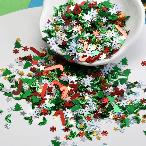 Christmas Snowflake Sequins Mixed DIY Craft Glitter Appliques PVC Loose Sequins For Clothing Headwear Holiday Decoration
