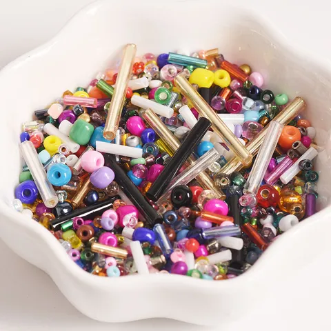 Perles de Rocailles en Verre Couleur Mélangée et Perles Tubes Accessoires de Fabrication de Bijoux DIY Perles en Vrac Assorties pour Bracelets Colliers Bricolage