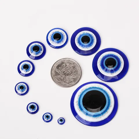 Cabochons Plats en Résine Bleue Mauvais Œil Yeux de Poupée Ronds DIY Artisanat Cabochons pour Accessoires de Bijoux