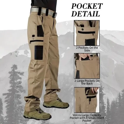 Herren Taktische Cargo Hose Wasserdicht Verschleißfest Gerade Freizeithose Mehrere Taschen Outdoor Wandern Arbeitshose