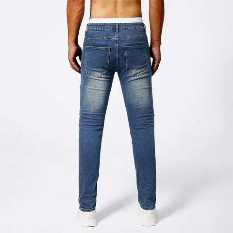 Mens Slim Fit Ripped Denim Jeans Casual Stretch Long Pants Distressed Washed Streetwear Denim Trousers Fashion Daily Wear