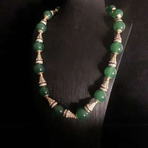 Vintage Verde Ágata Collar Pendientes Pulsera Anillo Conjunto Cobre Estrass Retro Conjunto de Joyas Para Mujeres