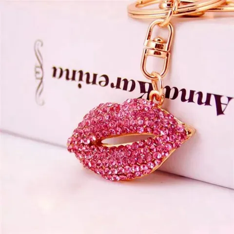 Creatieve Metaal Strass Lip Sleutelhanger Glinsterende Kristal Lipvorm Tas Bedel Autosleutelring Dames Mode-Accessoire