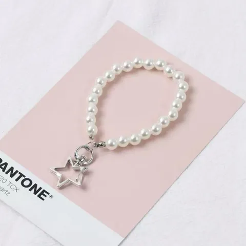Kunstparel Telefoonkoord Sleutelhanger Zinklegering Sluiting Leuke Tas Bedel Sleutelhanger Sieraden Cadeau voor Vrouwen