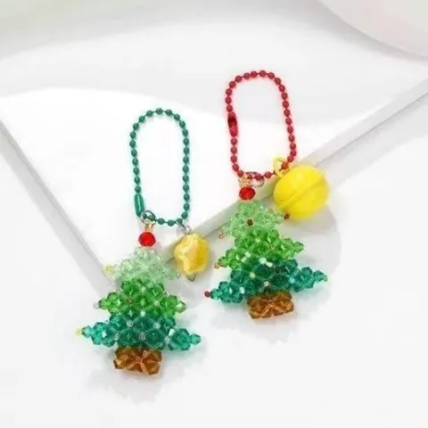 Handgemaakte Kristallen Kerstboom Sleutelhanger Kraal Hanger Tas Auto Hangende Ornament Feestelijke Party Geschenk